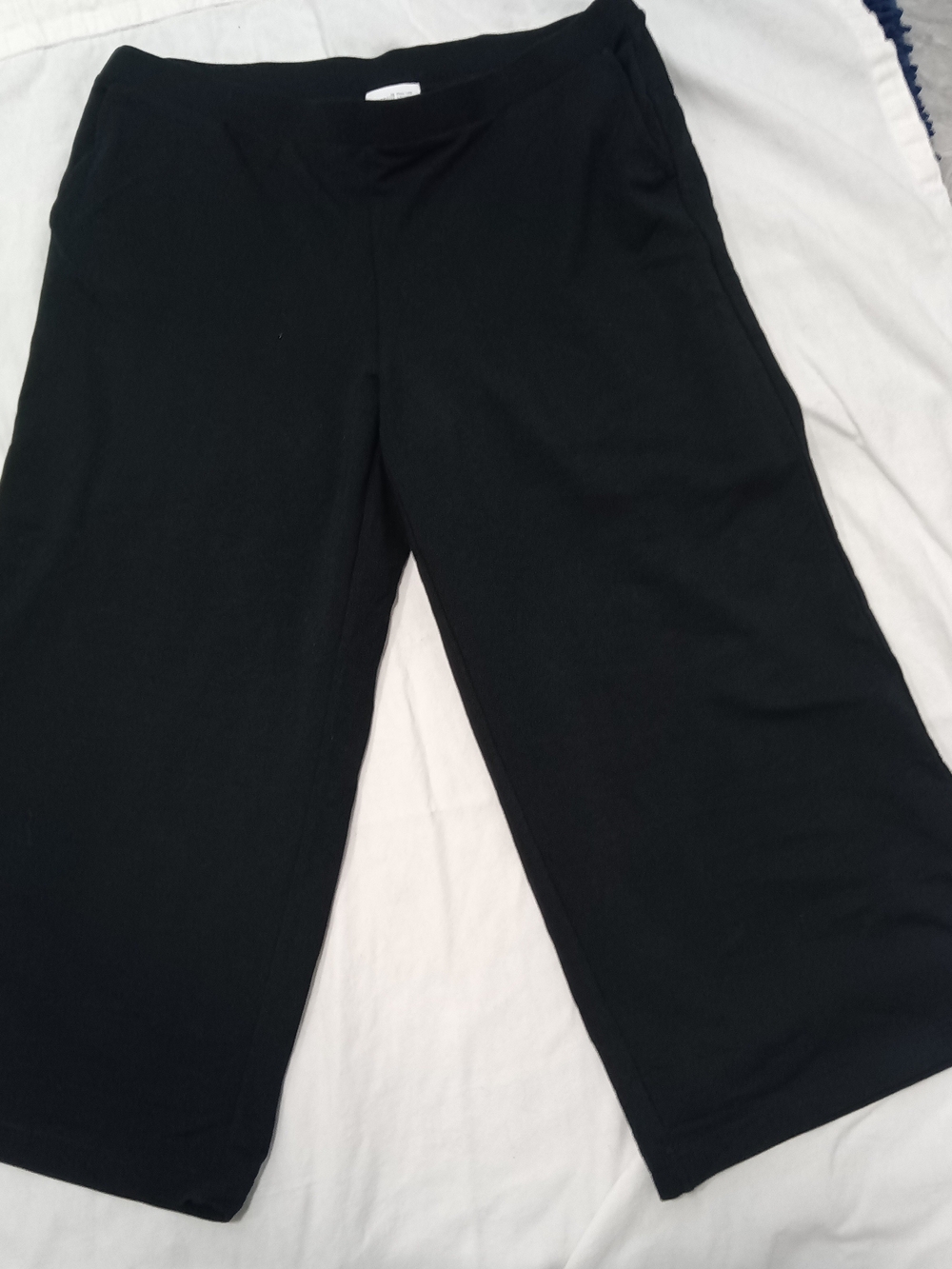 J. Jill Large Black Wide-Leg Cropped Cotton Blend Pants Side Pockets